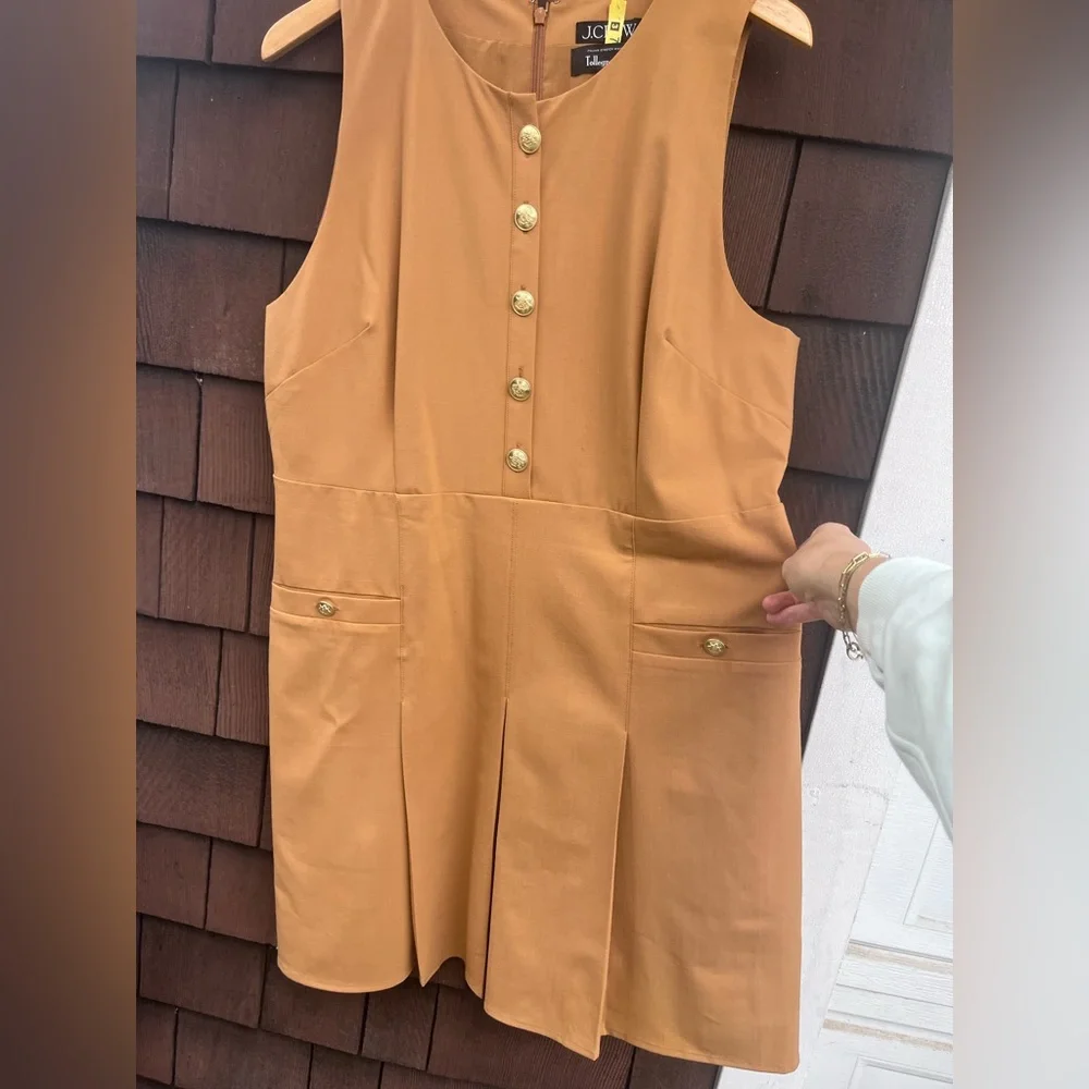 J. Crew Tollegno 1900 Italian wool mini dress • jumper with gold buttons •US 16 - Picture 3 of 8